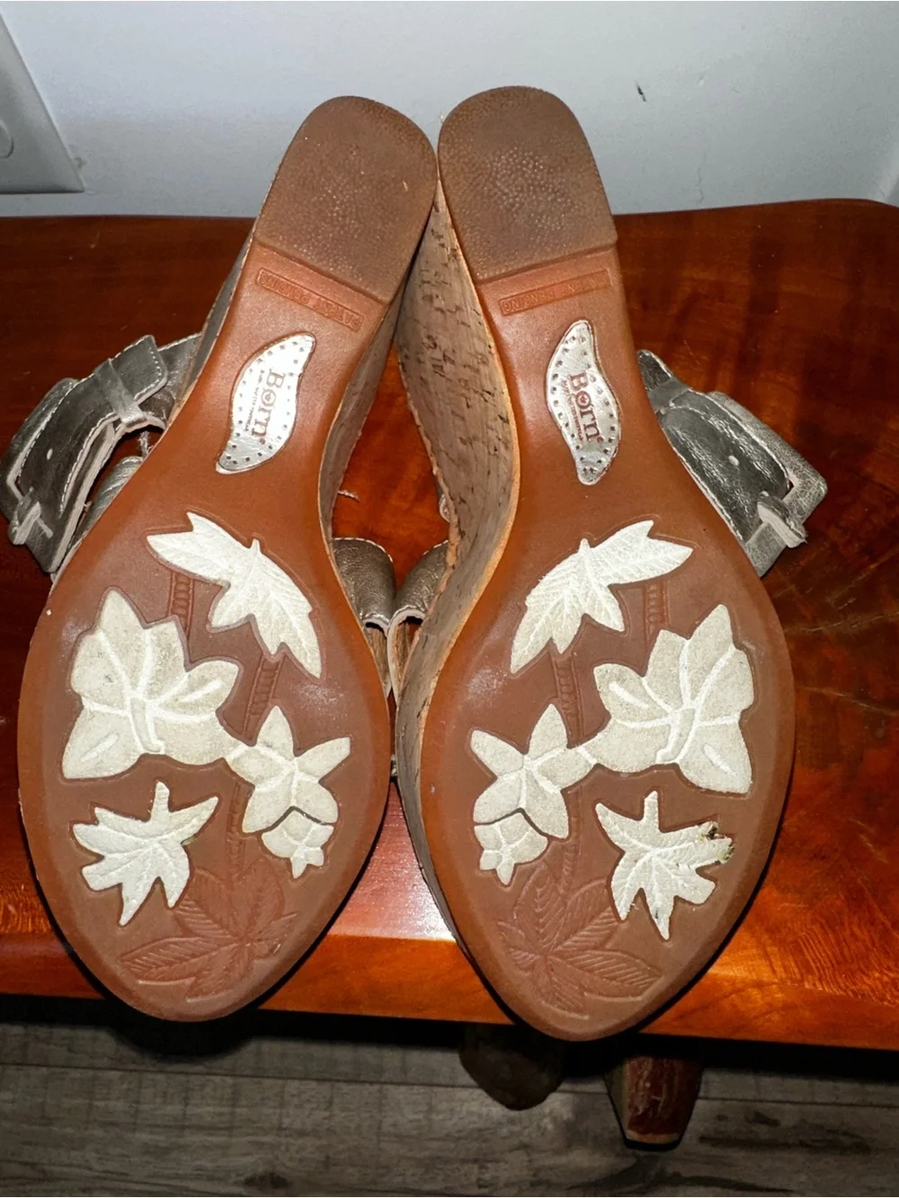 Born Metallic Cork Wedge Sandals for Women
